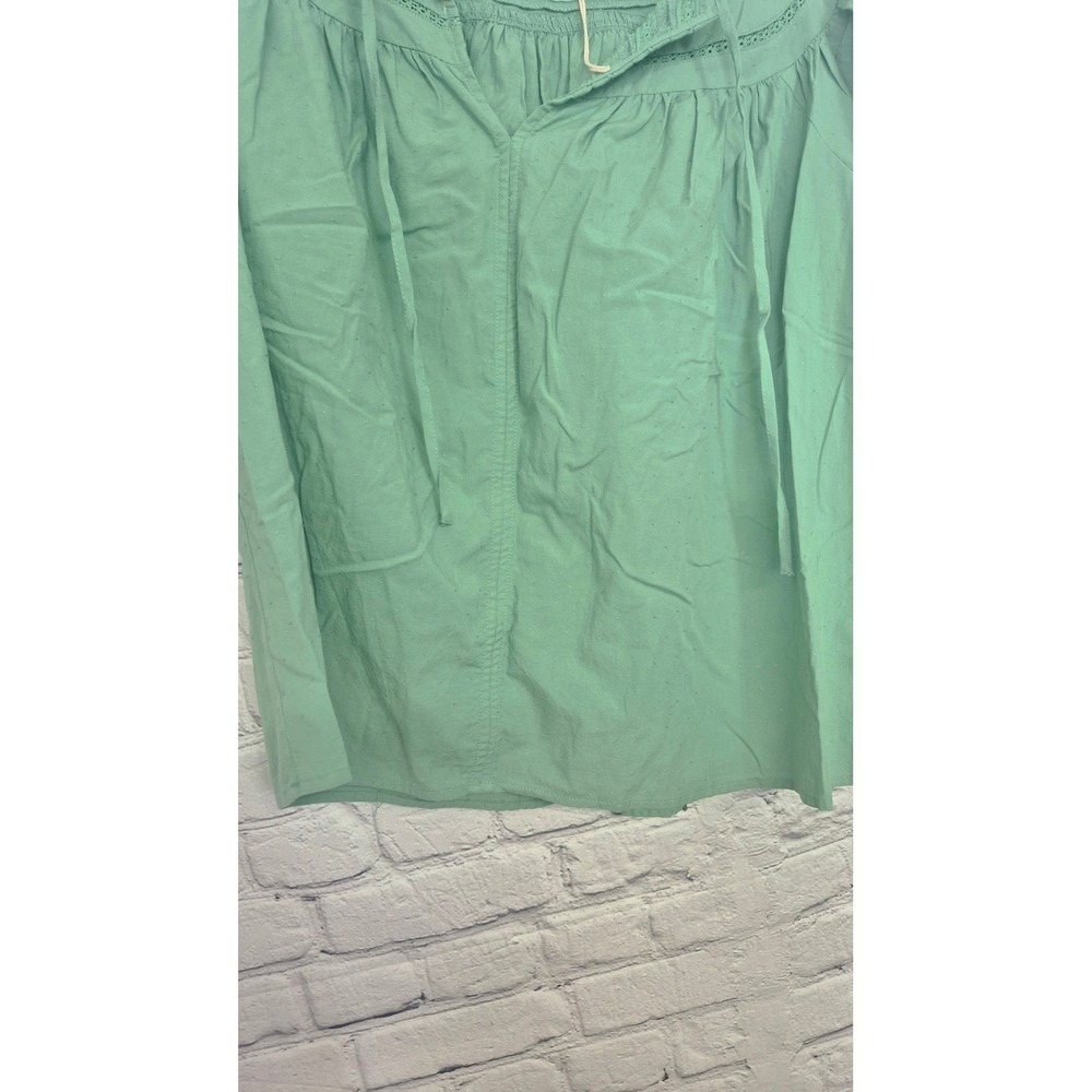 WESTERN PRAIRIE BOHO BLOUSE Universal Thread Mint Lace Trim Swiss Dot M - Picture 6 of 7